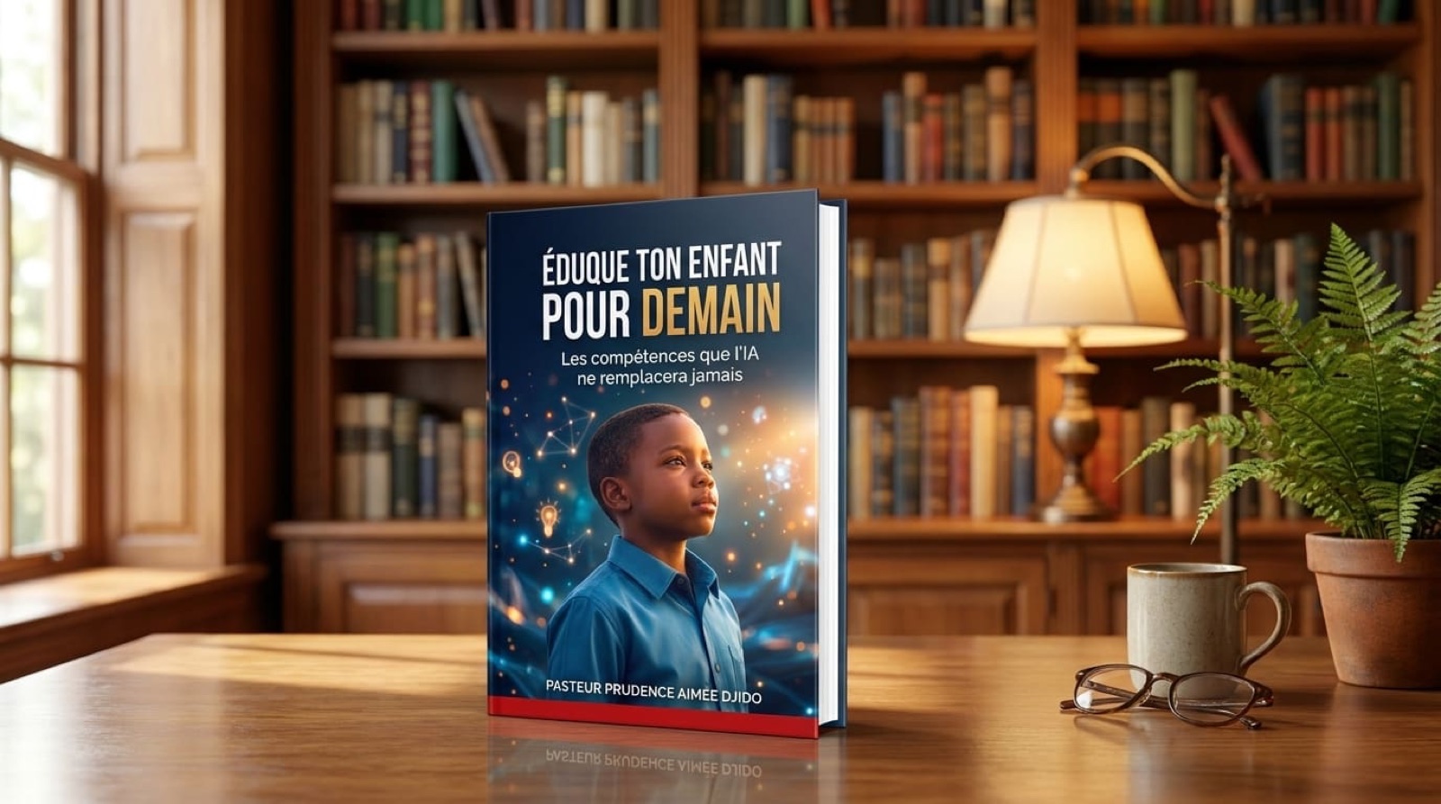 Le livre Éduque ton enfant pour demain posé dans un intérieur chaleureux