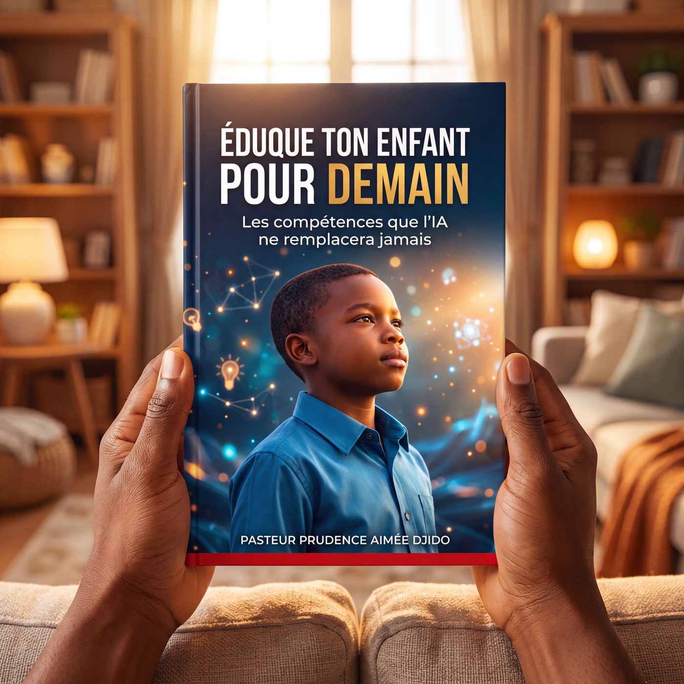 Le livre tenu en main dans un salon