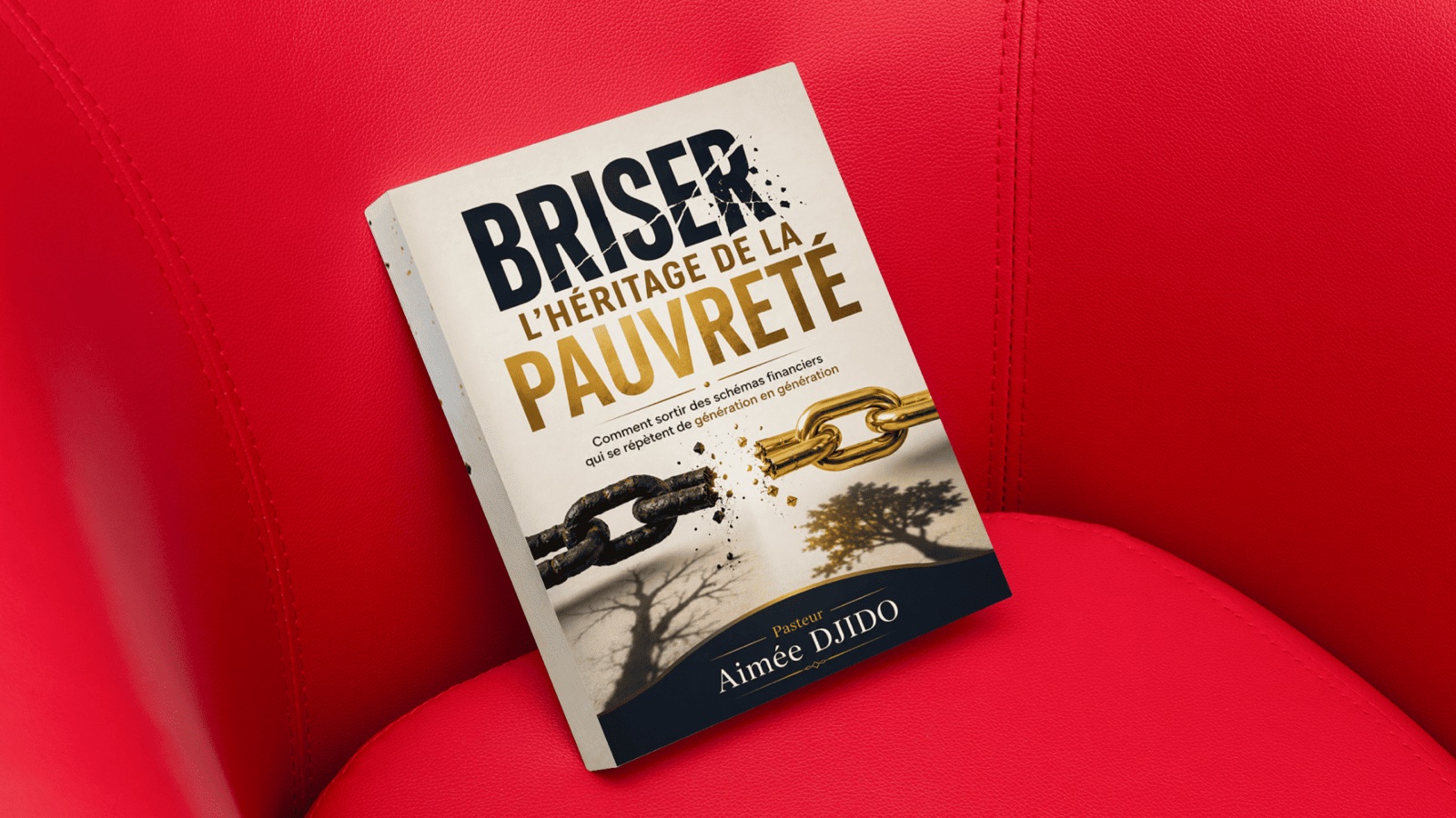 Le livre Briser l'héritage de la pauvreté posé sur un fauteuil
