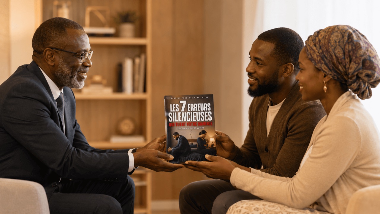Un couple reçoit le livre lors d'un entretien